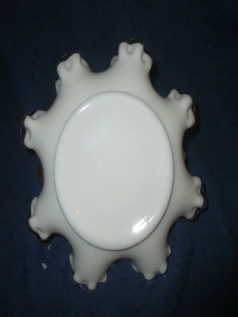 Vintage Fenton Silver Crest Ruffled White Milk Glass 7